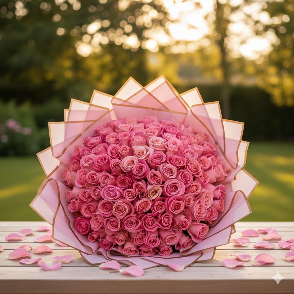 Ramo 100 rosas rosadas